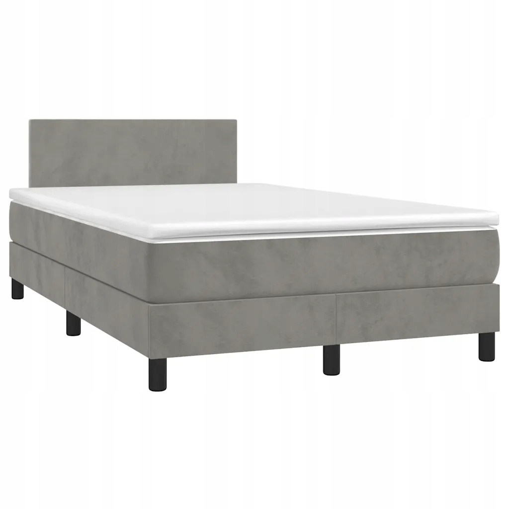 Box spring postel s matrací a Led světle šedá 120x190 cm samet Šedá 3270141