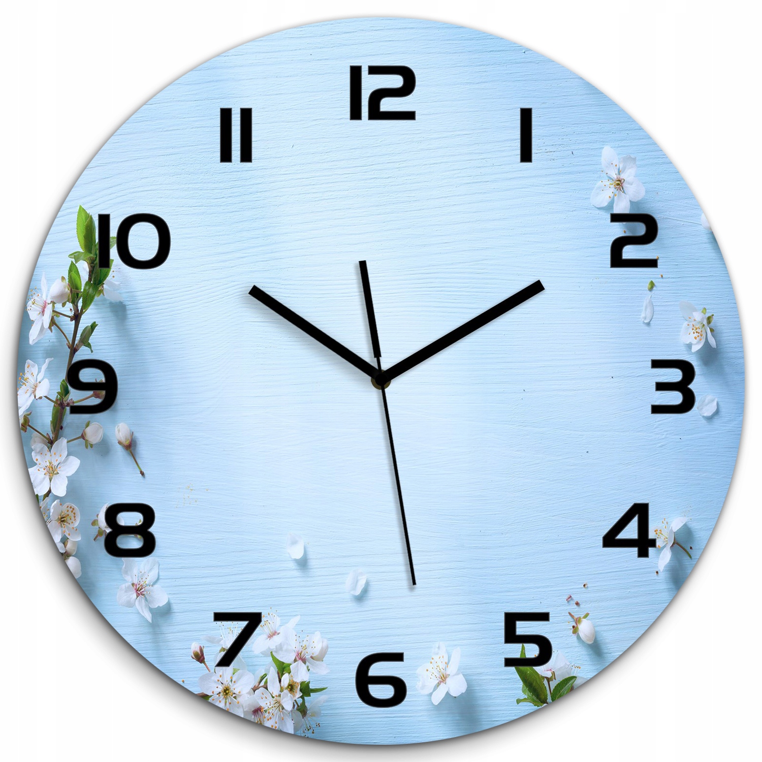 

Duży szklany zegar ścienny Kwiaty wiśni tło fi 60