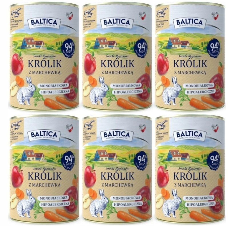 Mokra karma dla psa Baltica Królik z marchewką 400g- 6szt