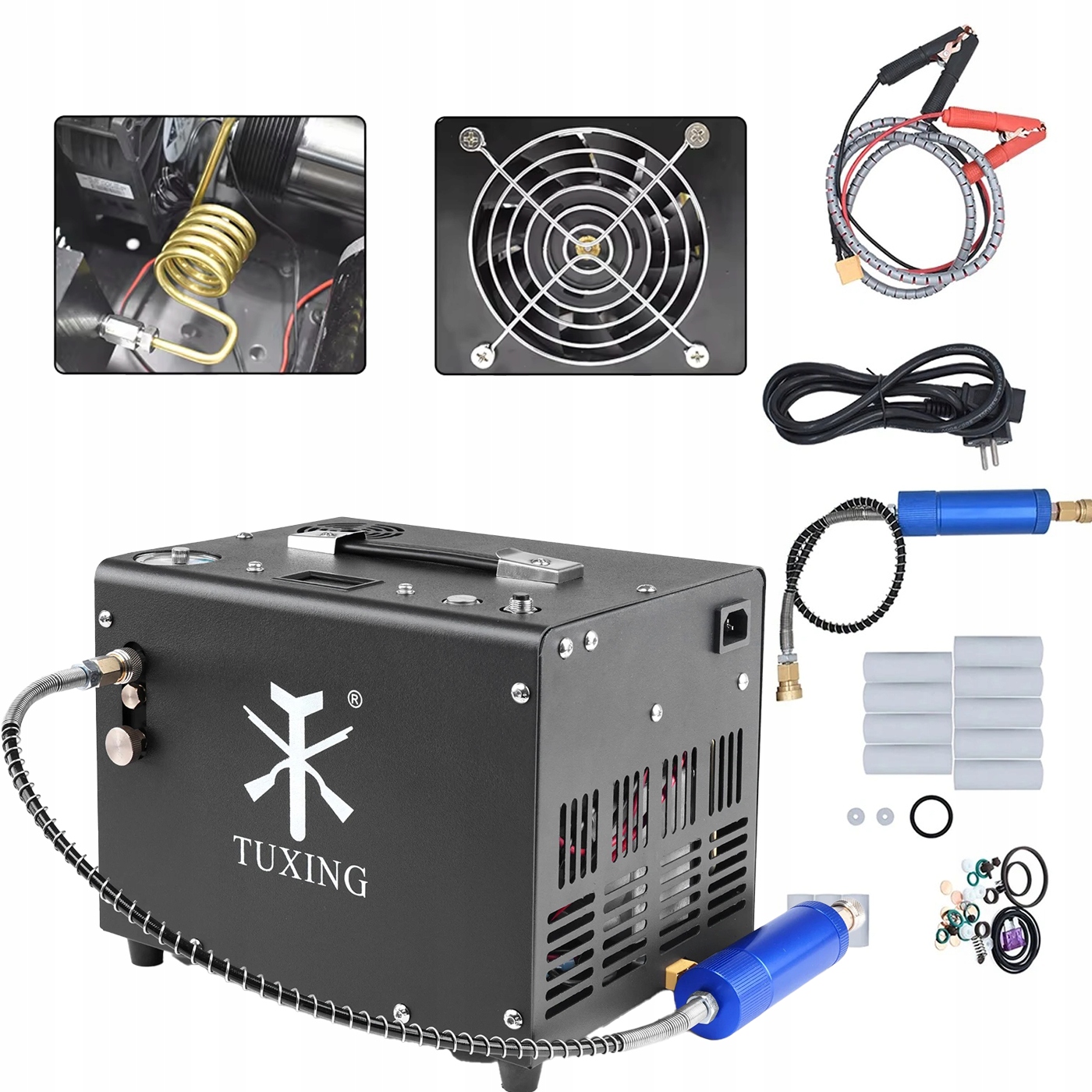 Kompresor PCP 300Bar 12V 230V Auto-Stop Wbudowany Zasilacz