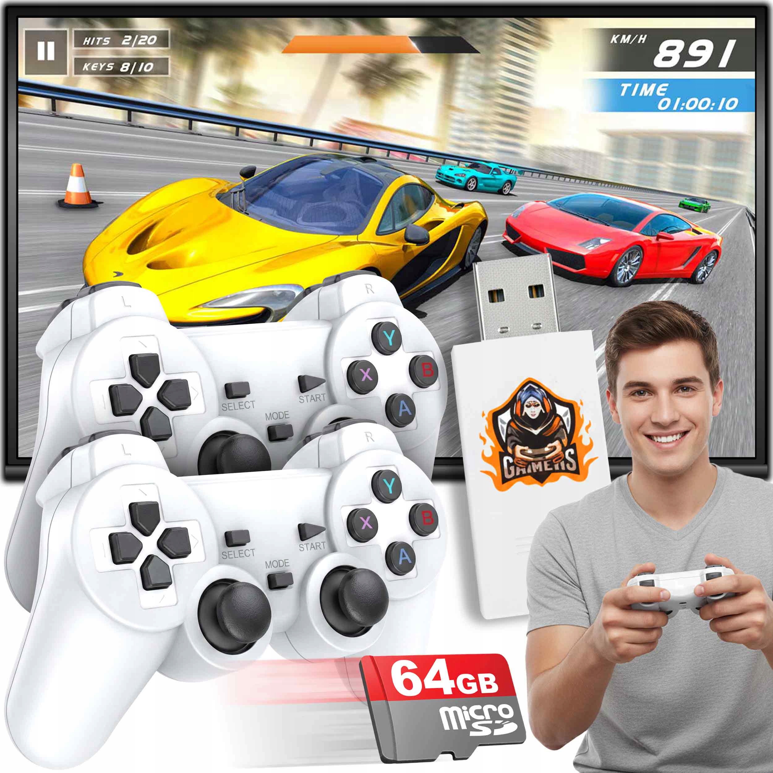 Konsola Retro Tv Gra Telewizyjna 2 Pady Bezprzewodowe 4K Ultrahd