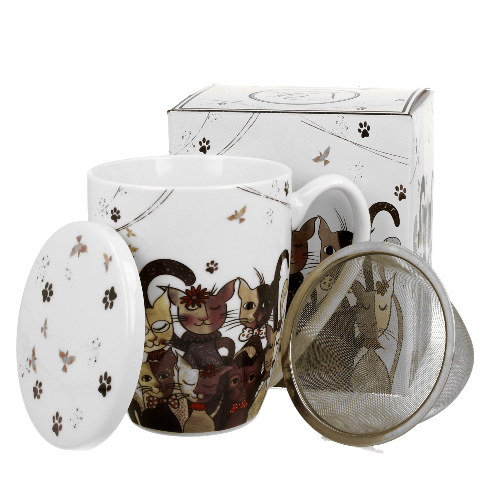 

Kubek porcelanowy z zaparzaczem Cats Family 350 ml