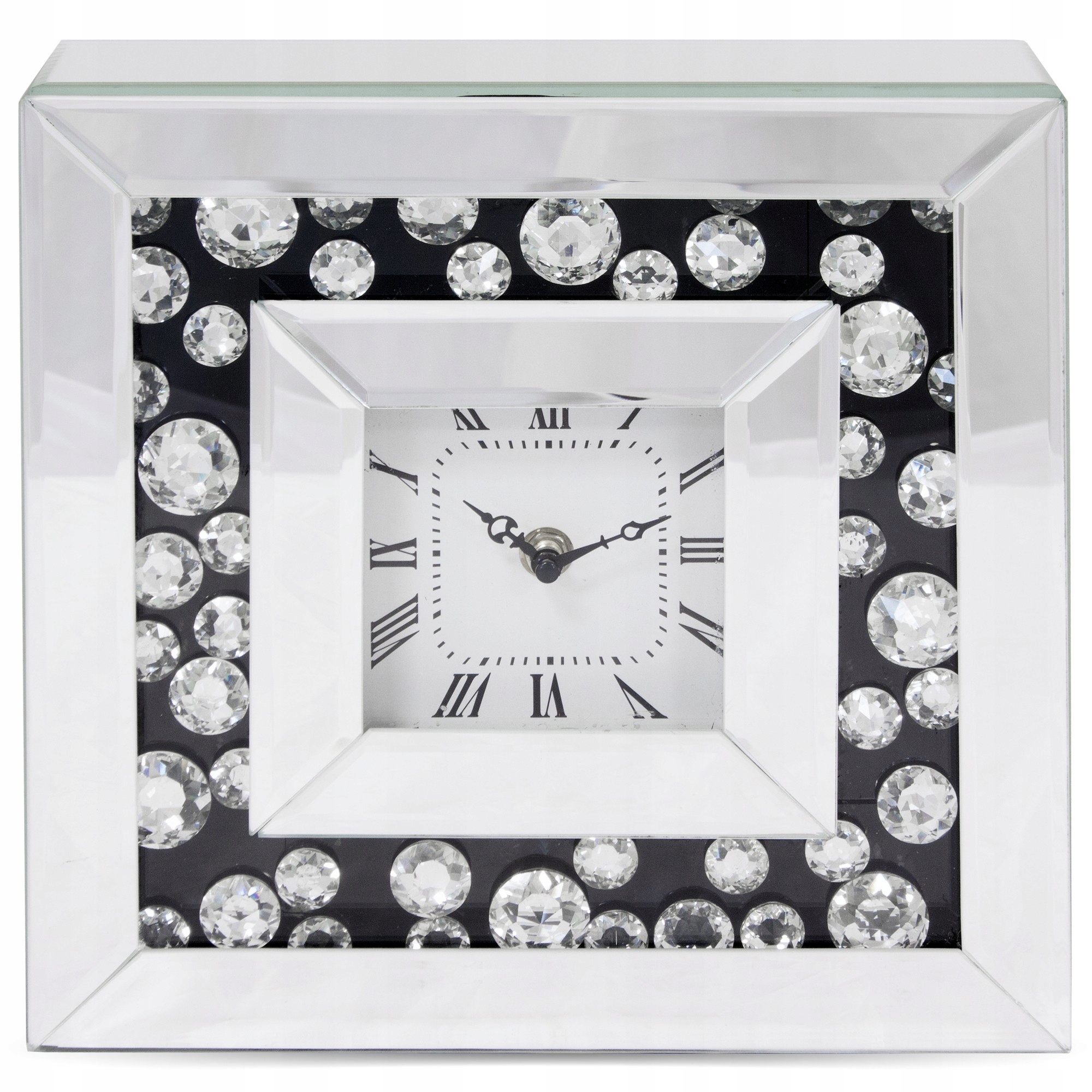 Stojací zrkadlový hodinový strojček s glamour kryštálikmi
