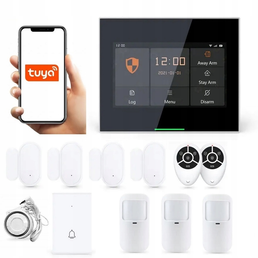 Bezdrôtová Alarmová Súprava 4.3" Gsm WiFi Zvonček Tuya Smart Pl 3xPIR