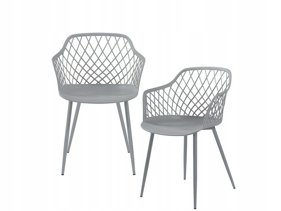 Škandinávske jedálenské stoličky Moderné kovové nohy Sada 6ks, sivé