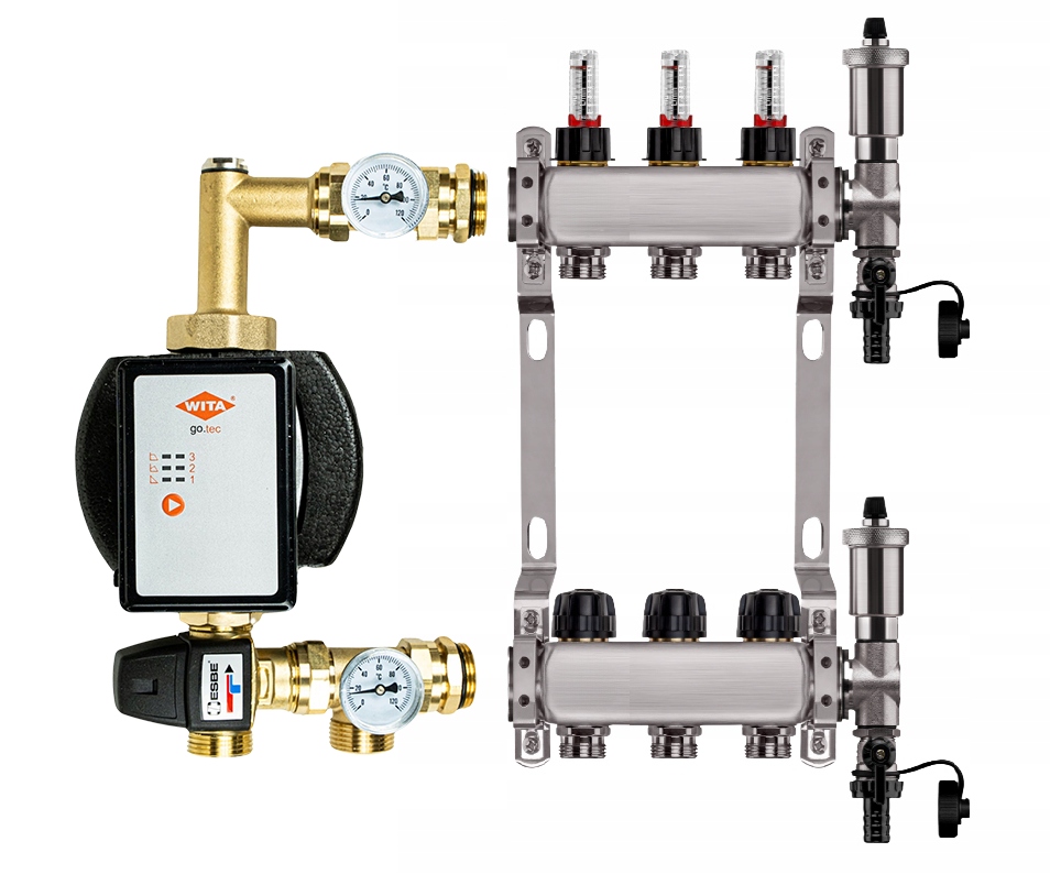 Rozdělovač pro podlahu 3 sekce nerezový pro vytápění Čerpadlo Wita