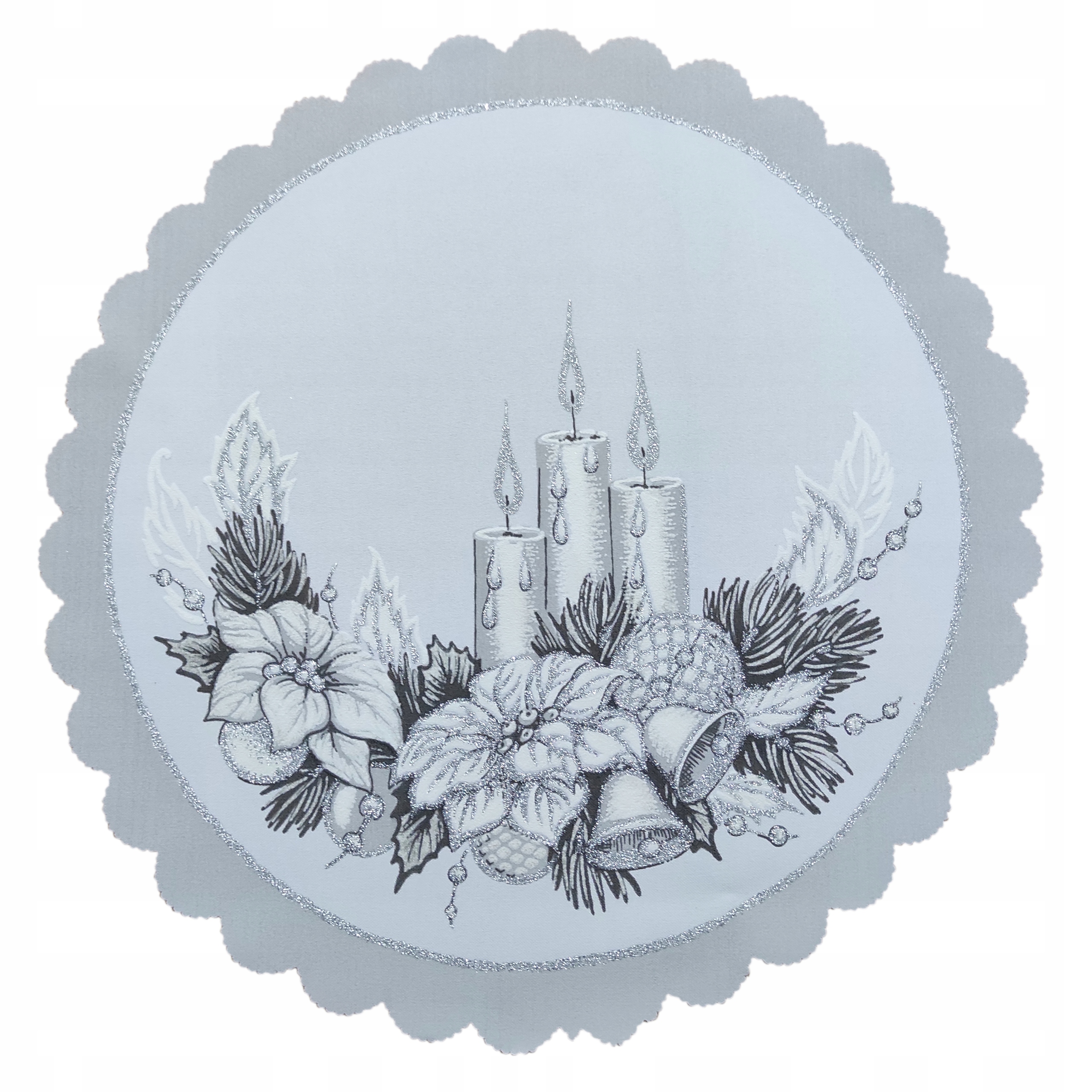 

Serwetka Świąteczna Świeczki Okragła 35cm szara