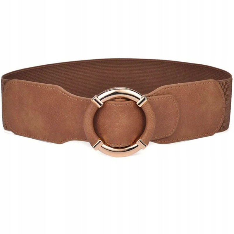 PASEK BRĄZOWY Damski Szeroki GUMA ELASTYCZNY Złota Klarma