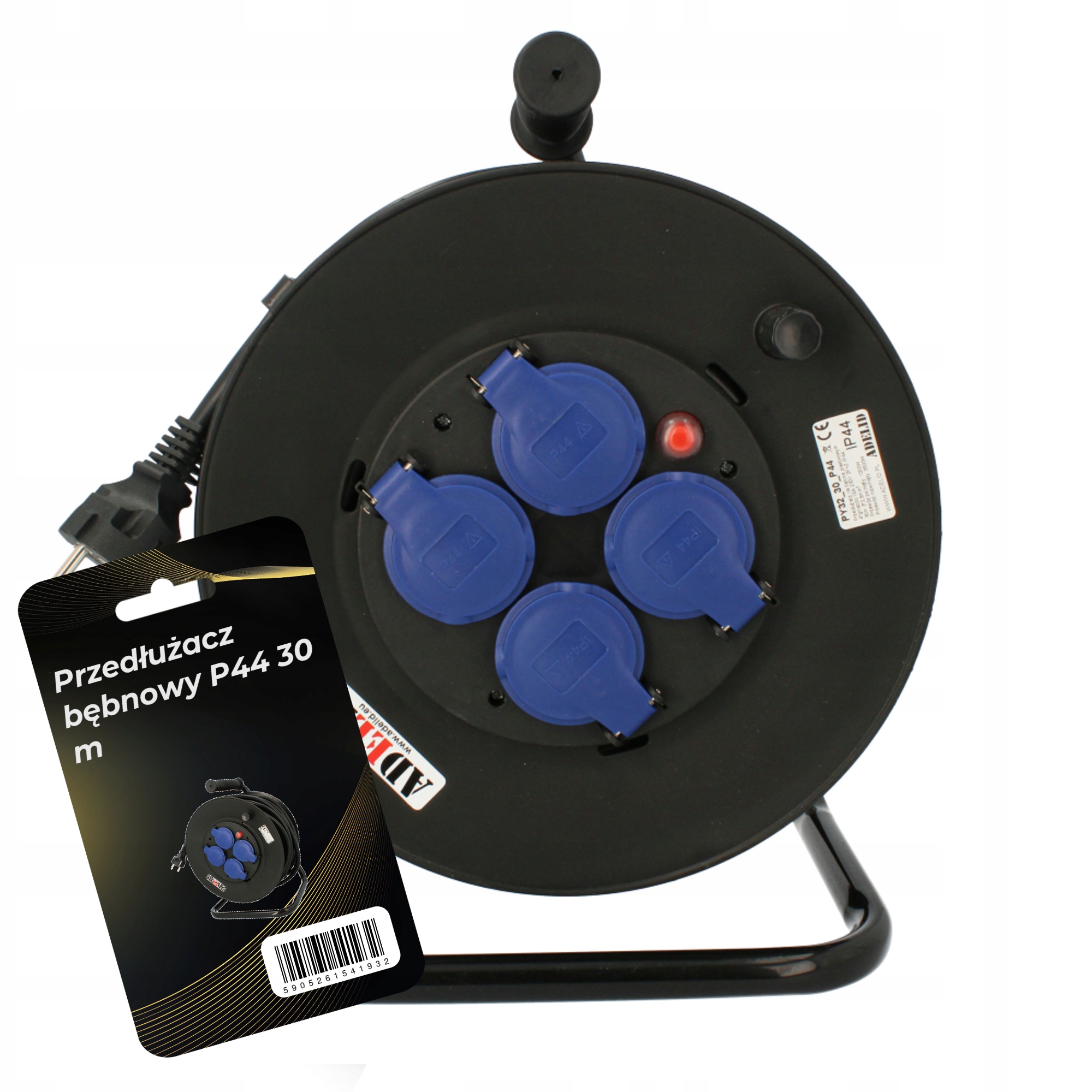 Predlžovací Kábel bubnový s rukoväťou cievky hrubý poľský 30 m Wj