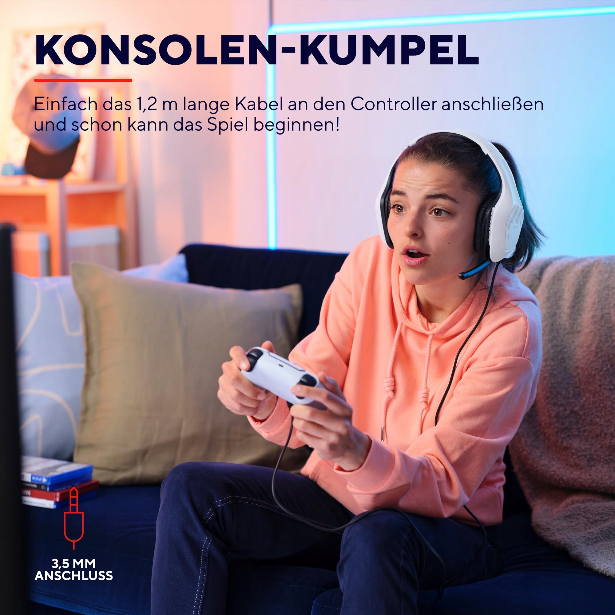 TRUST GAMING GXT 415PS ZIROX GAMING HEADSET PS5 50MM MIC WHITE — miniatura 4