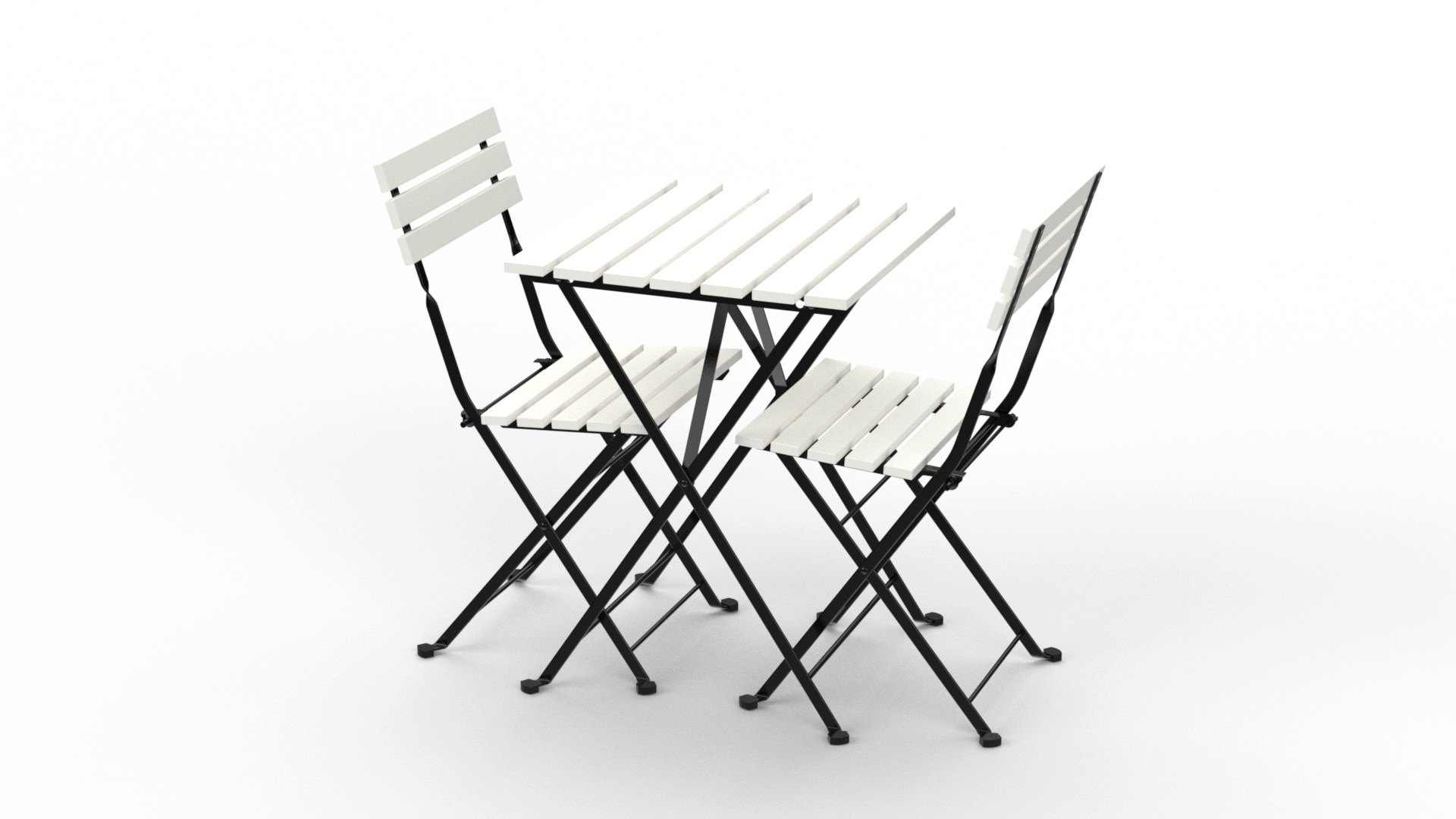 Skladací balkónový set biely 3 kusy Stôl 54x54x71 cm 2 stoličky