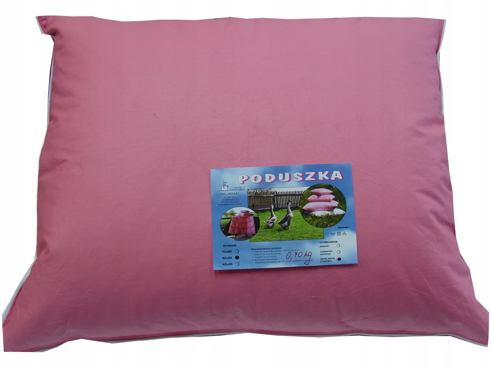 

poduszka z piór 60x50 polska poduszki pierza