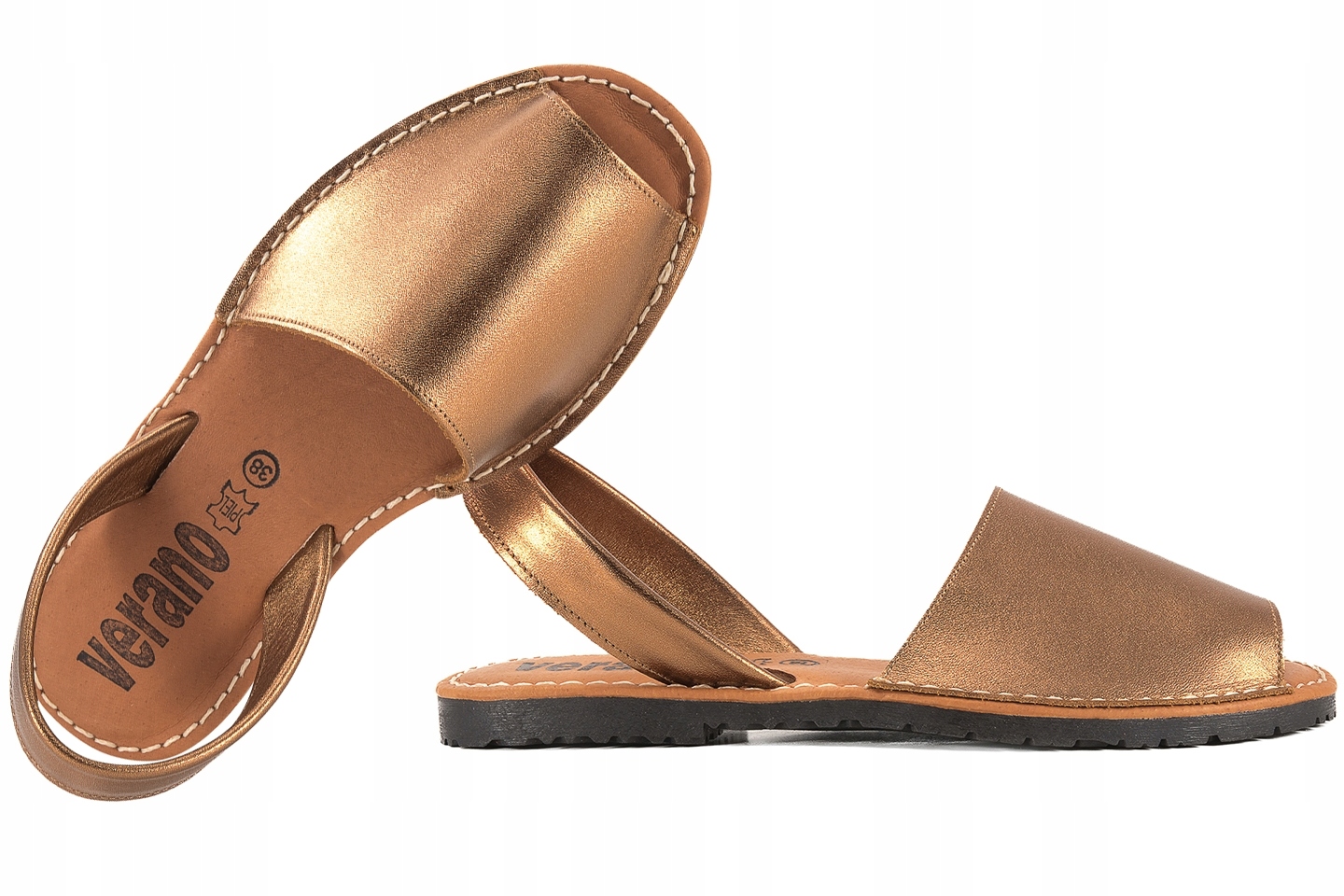 Verano 2201 Dámské Sandály Španělské Kůže bronce 39 Hnědá