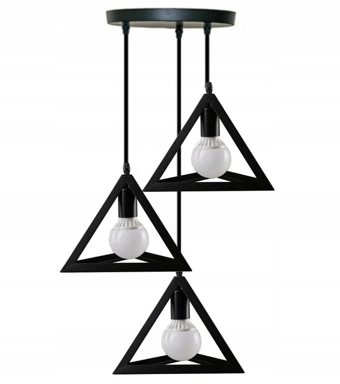 Lampa sufitowa metalowa loft trójkątna wisząca AT13-3SZ-Black