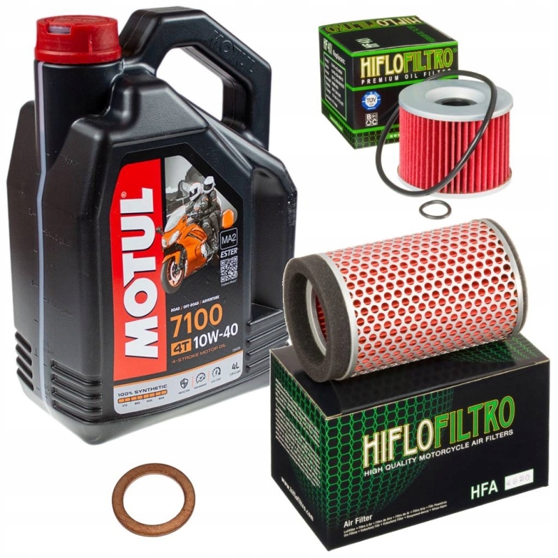 Filtry, olej Motul 7100, krúžky podložka na vypúšťanie Yamaha XJR1300 07-16 Kpl