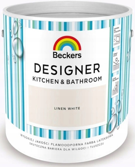 BECKERS K&B ŁAZIENKA I KUCHNIA FARBA LATEKSOWA LINEN WHITE 2.5L Stan opakowania oryginalne