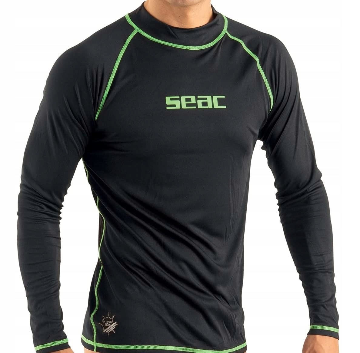 Koszulka Uv z długim rękawem męska rashguard Seac T-Sun czarna rozmiar M