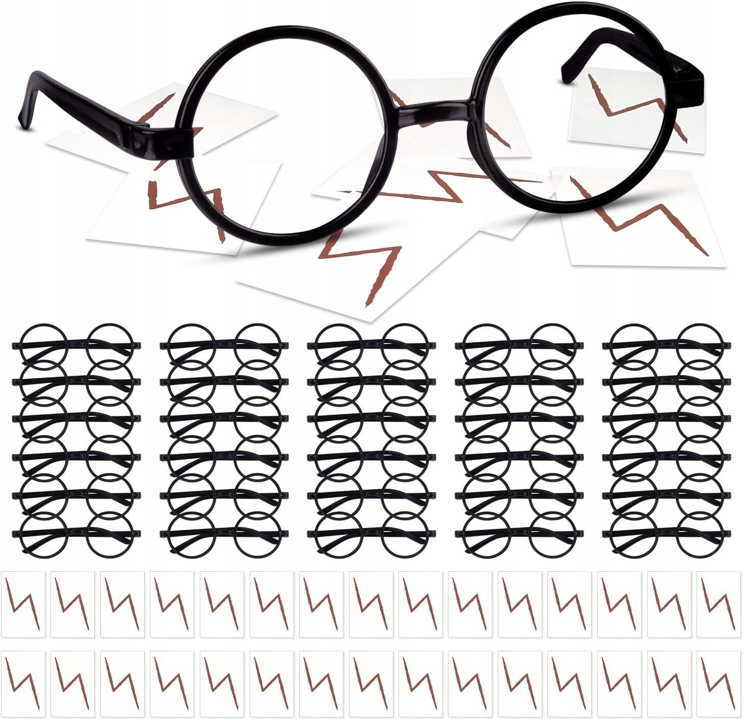 ZESTAW HARRY POTTER HALLOWEEN OKULARY TATUAŻE 30X