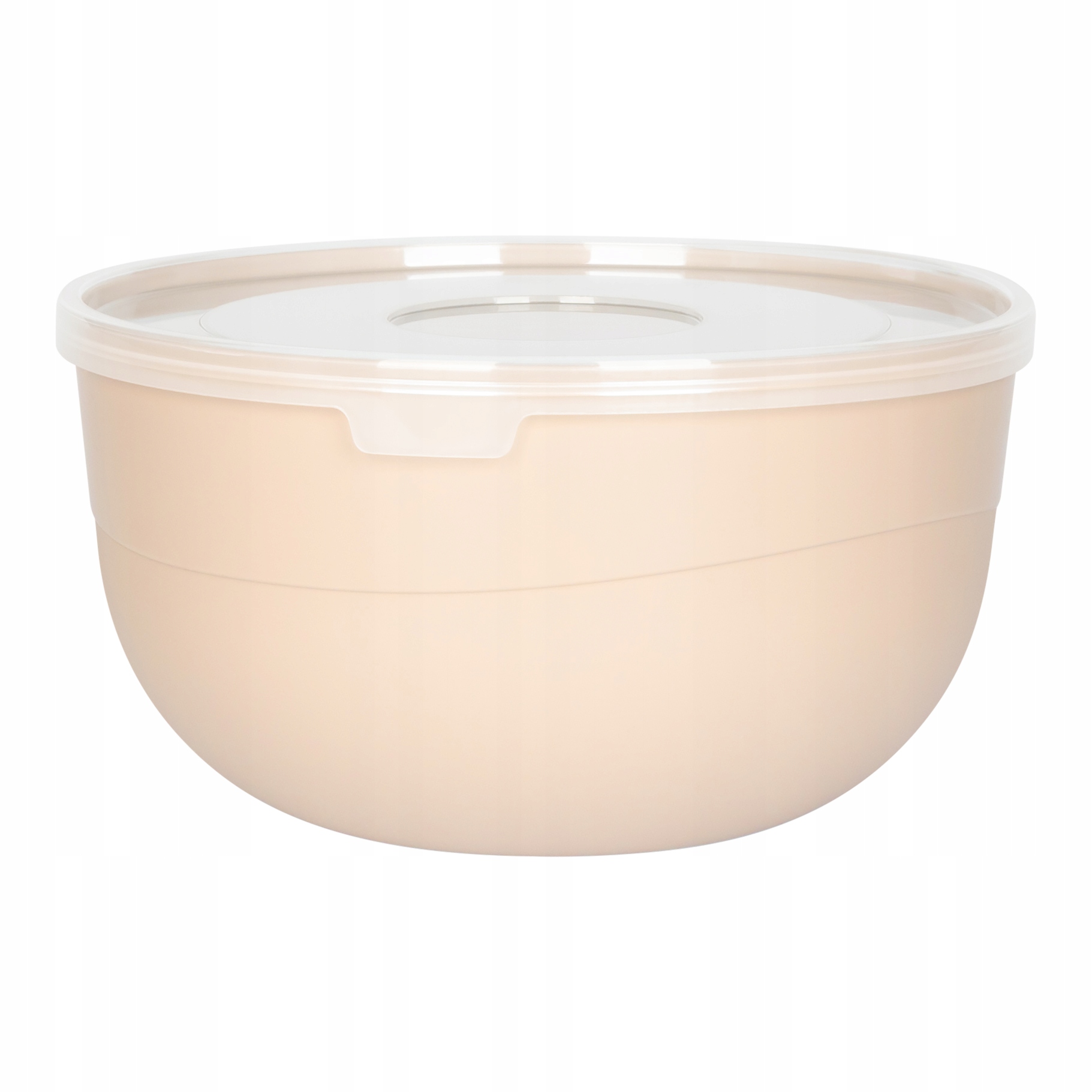 MISECZKA MISKA KUCHENNA PLASTIKOWA DO ŻYWNOŚCI Z POKRYWKĄ 1,2L 16CM BEŻOWA Stan opakowania oryginalne