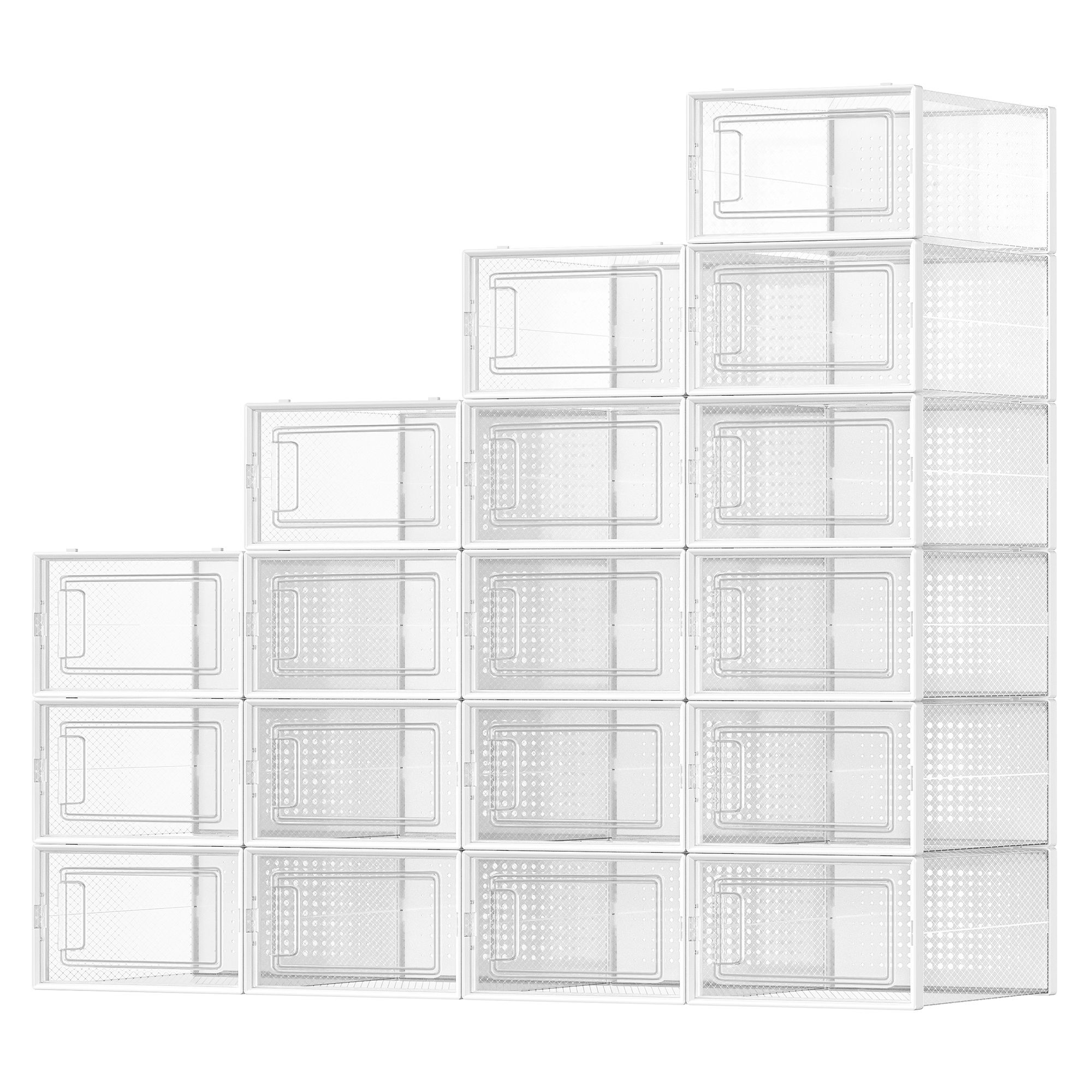 Sada 18 ks průhledných krabiček na boty a obuv do skříně