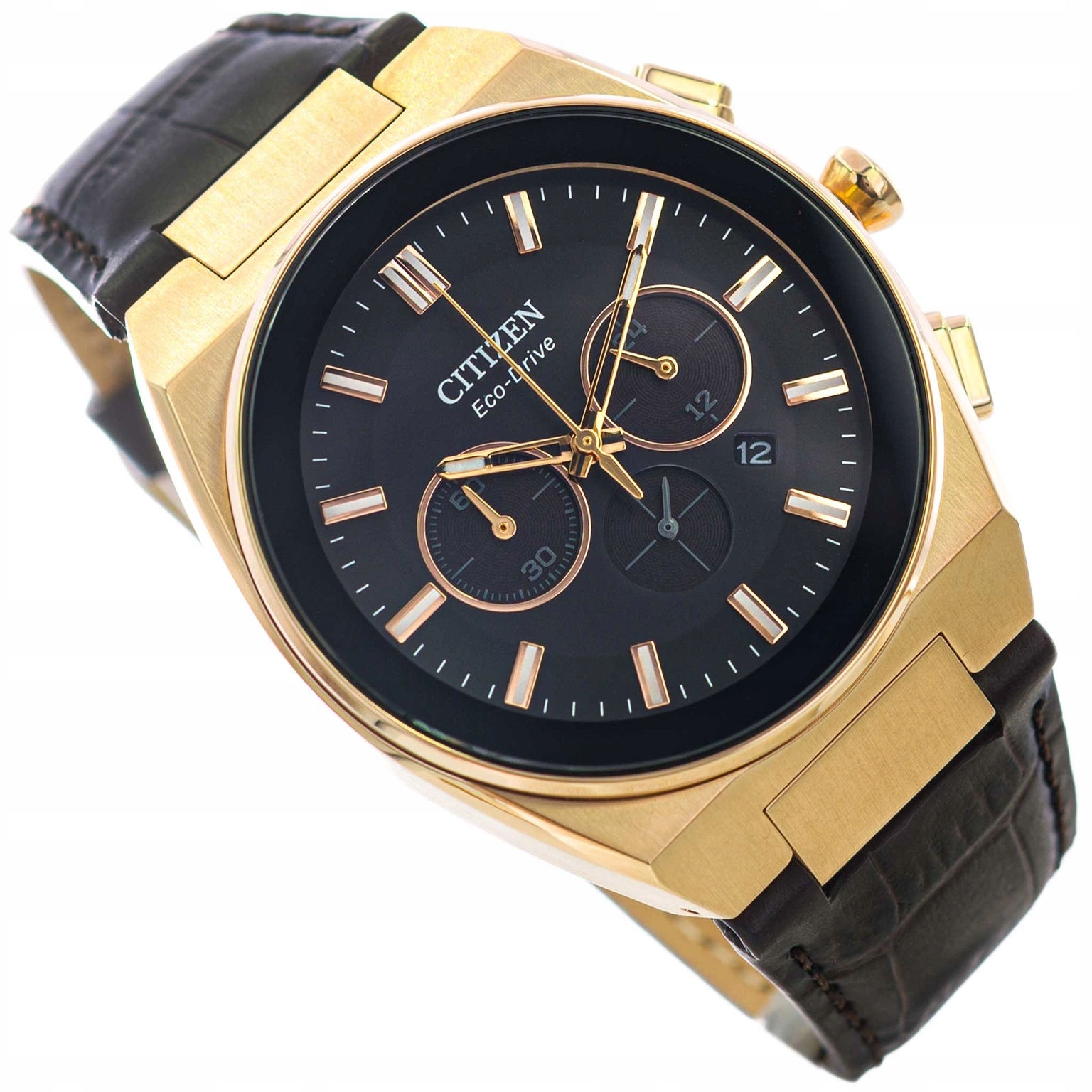 Męski Zegarek Citizen CA4583-01E Eco-drive Axiom Sc Brązowy Na Pasku Solar