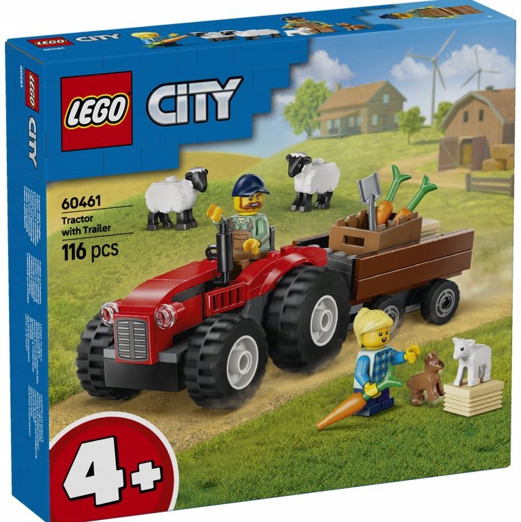 60461 - LEGO City - Czerwony traktor z przyczepą i owcą