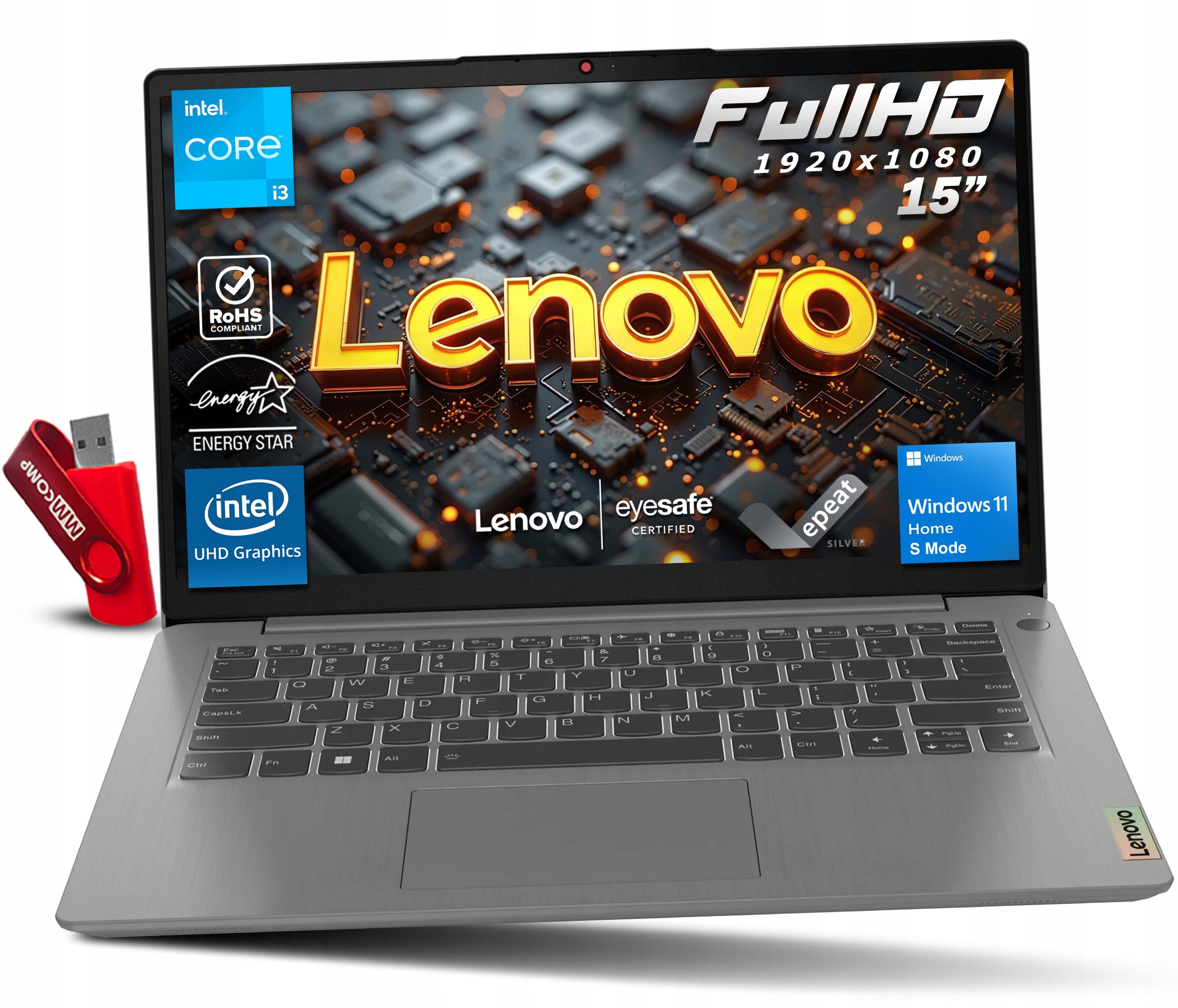 Laptop Lenovo IdeaPad Slim 3 Intel i3 8GB 128GB Ufs 15,6" Fhd Tn Do Domu