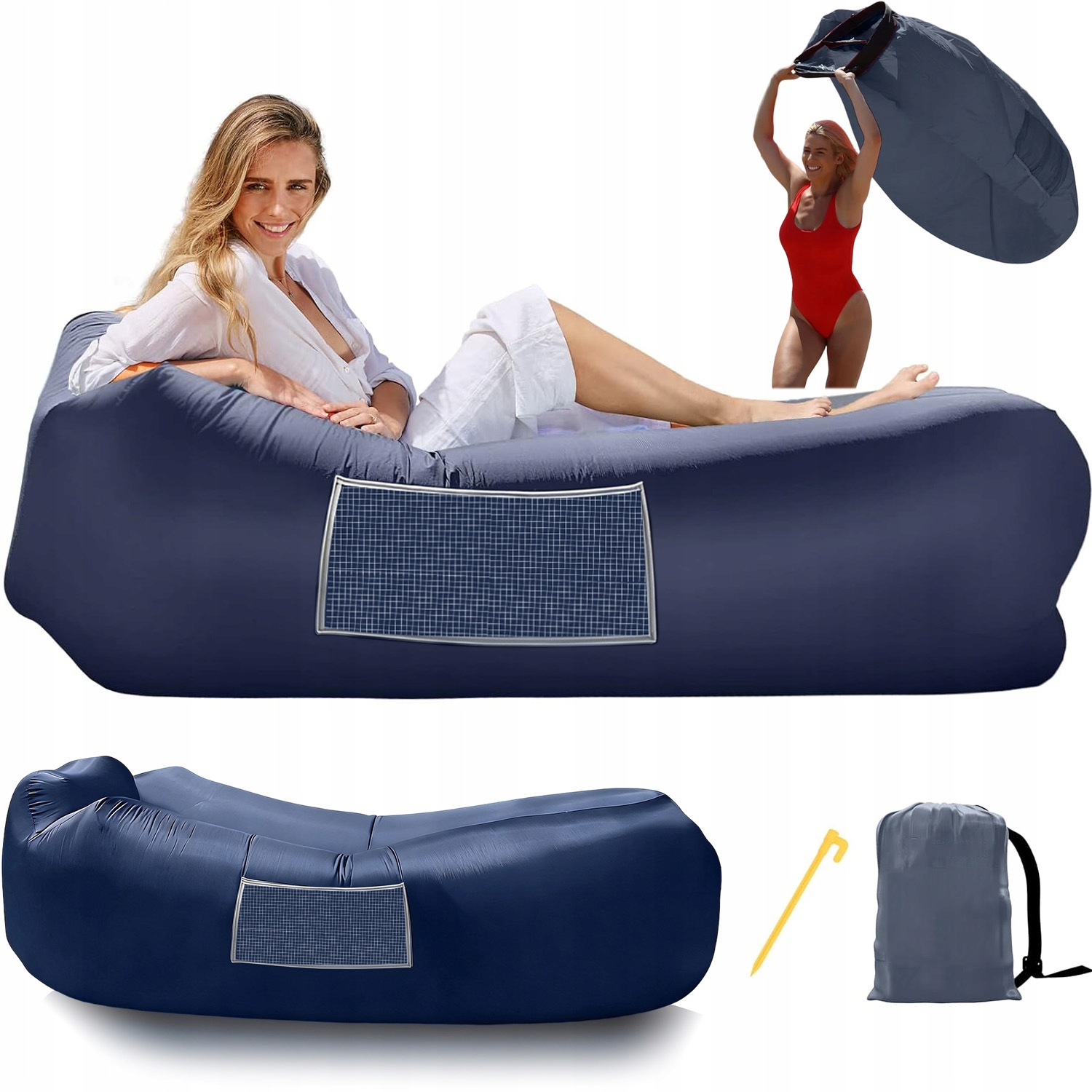 Wytrzymały Materac Dmuchany Lazy Bag Leżak Na Plażę Air Sofa Wodoodporny