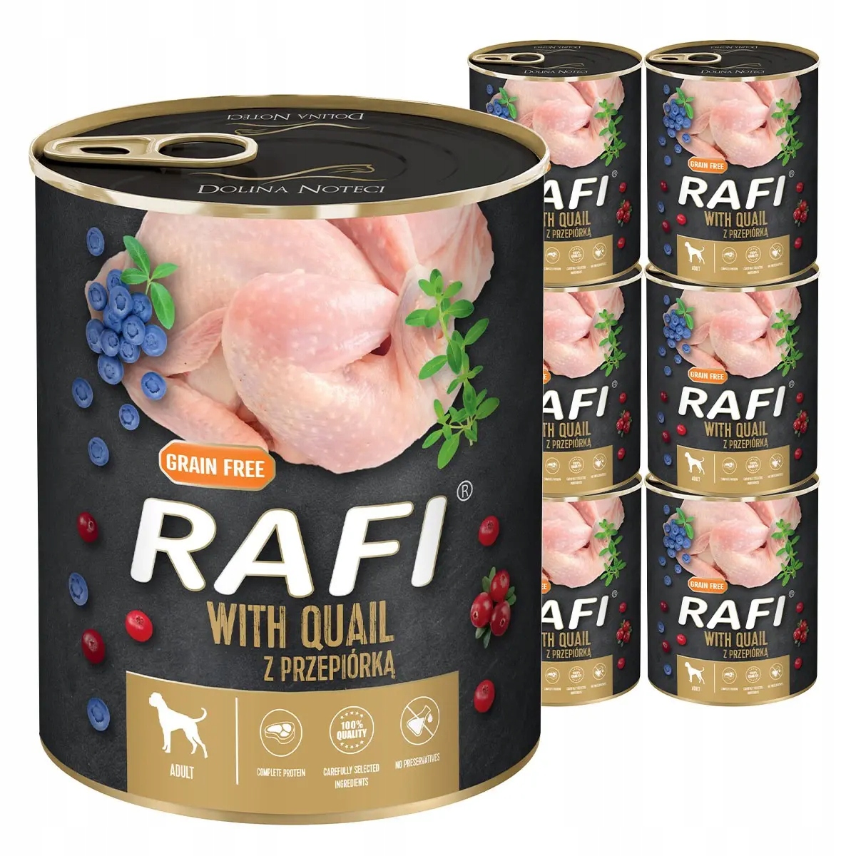 Dolina Noteci Rafi mokra karma dla psa z przepiórką, borówką i żurawiną 12x