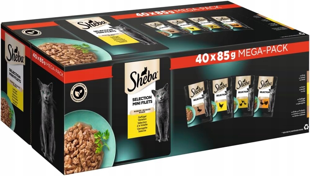 Sheba Krmivo pro kočky Důchodce Kuřecí paštika bez cukru 40 kusů 3400 g