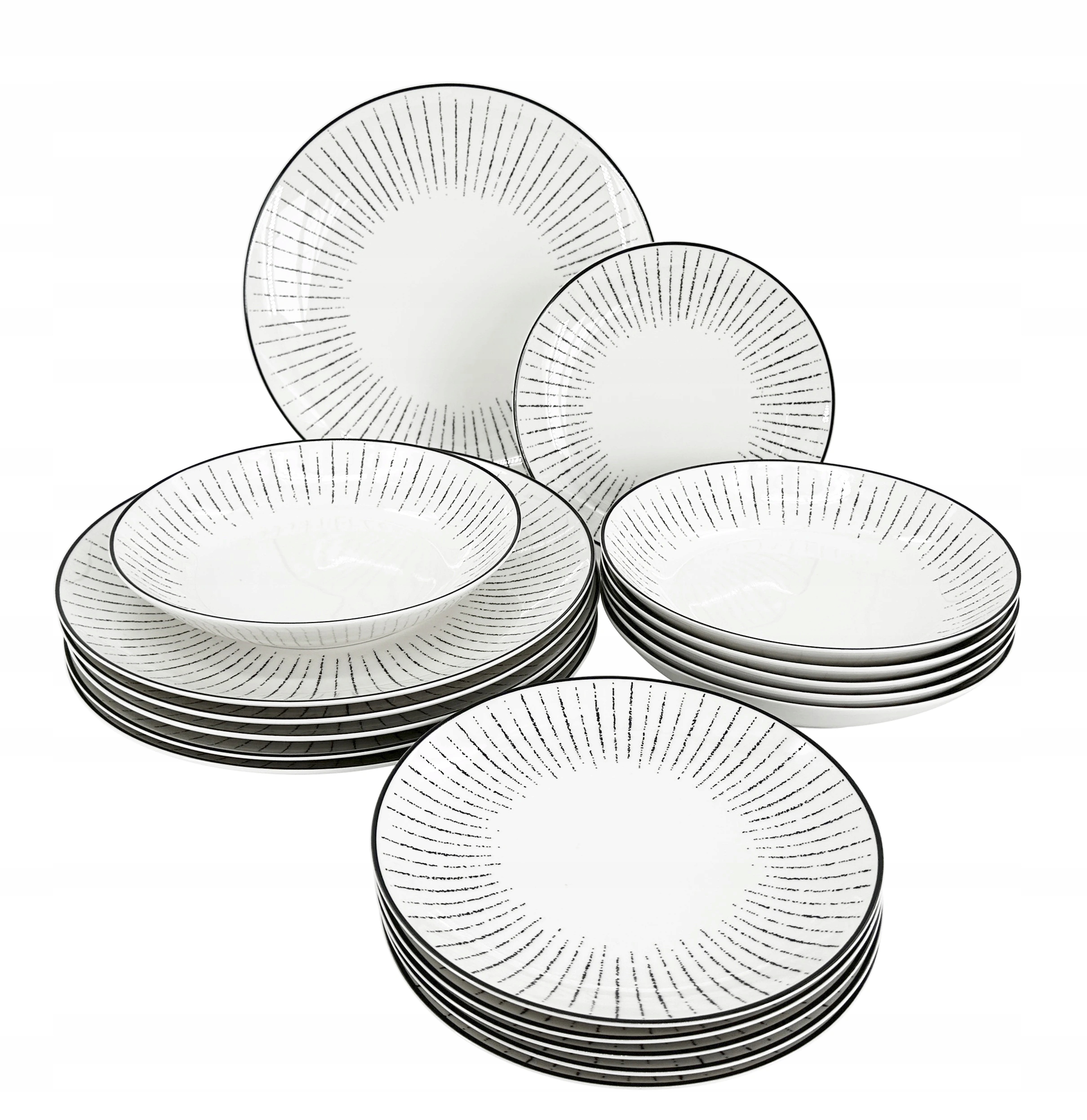18dílná sada porcelánových talířů Linea Dash