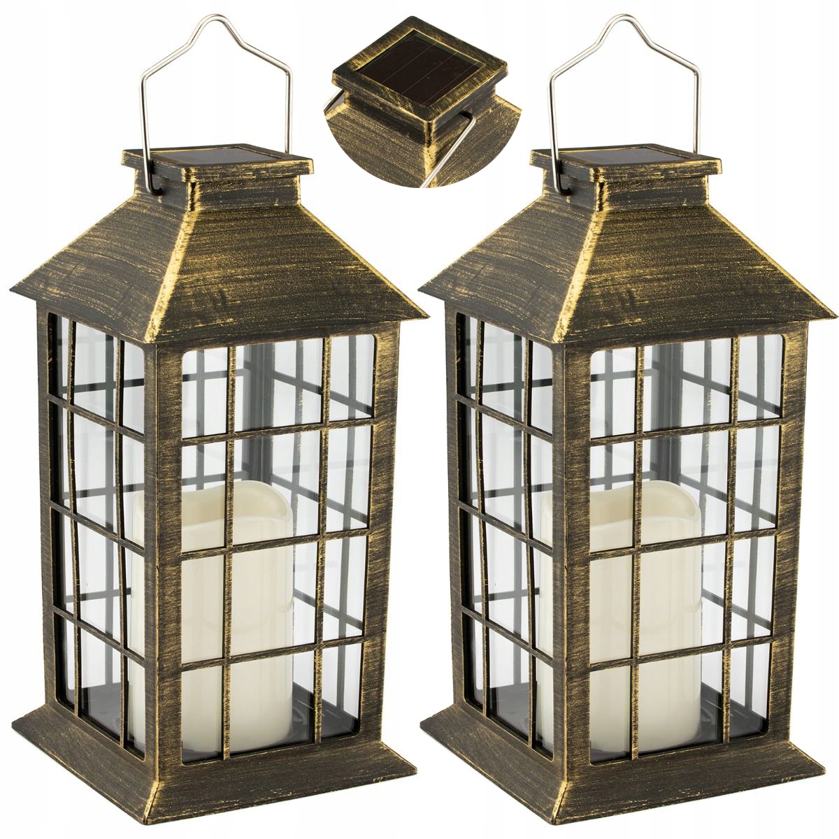 

2x Lampa Solarna Latarenka Ogrodowa 27cm Patyna