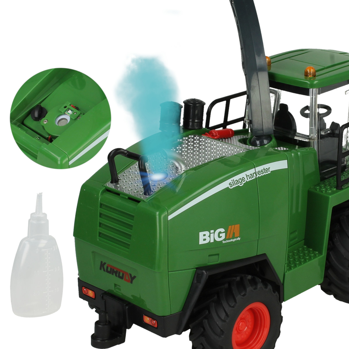 KOMBAJN DO KUKURYDZY ZDALNIE STEROWANY ŚWIECI MASZYNY ROLNICZE HEDER DYM Skala 1:24