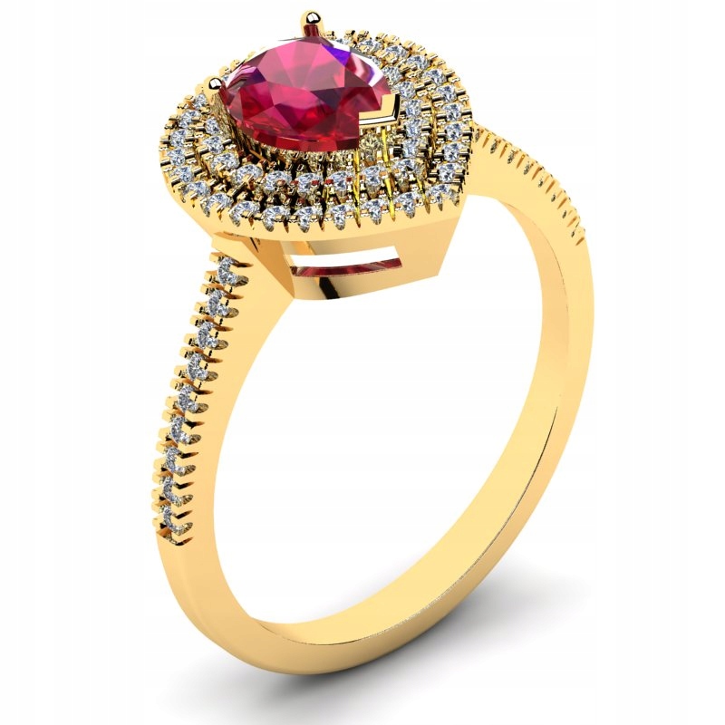 

Pierścionek Złoty Koktajlowy Z Rubinową Cyrkonią