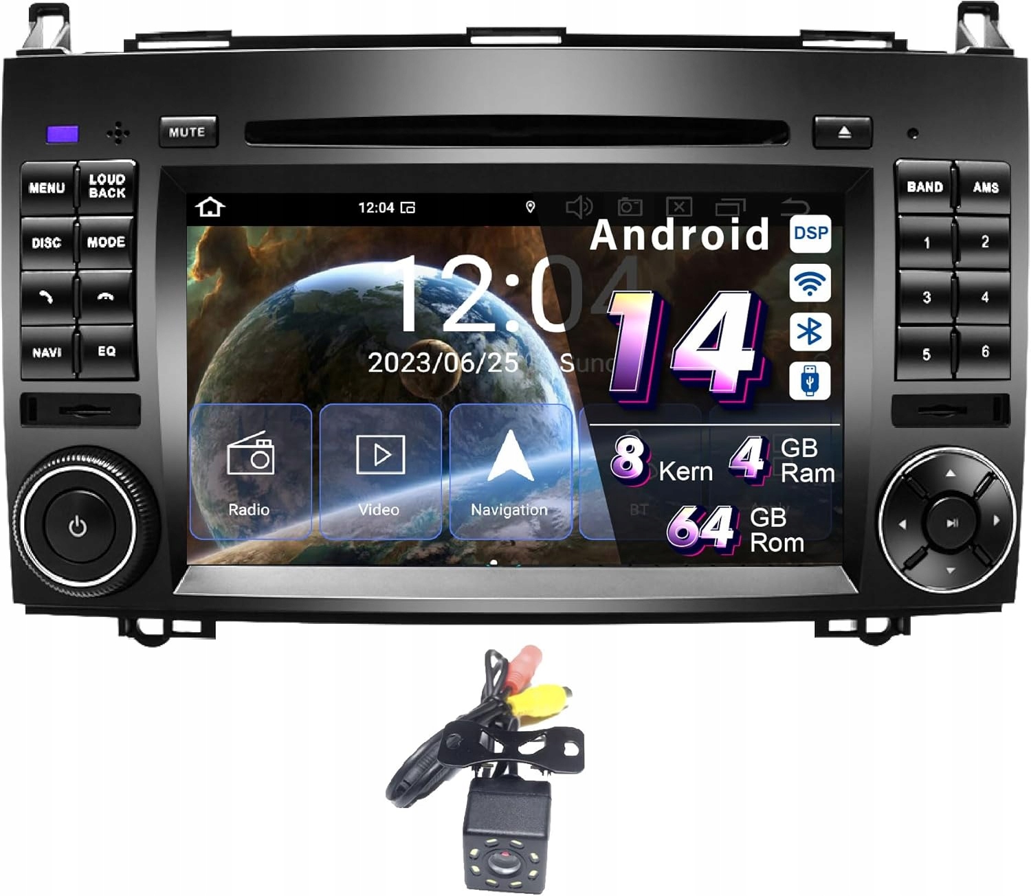 Autorádio Android 13 2 Din 7" CarPlay DVD WiFi Bluetooth Dsp+