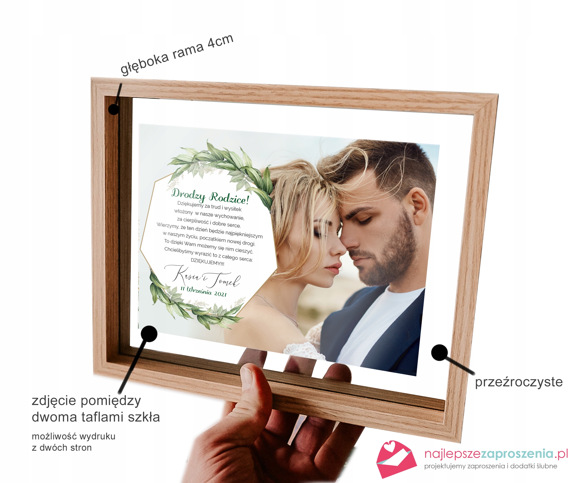 RAMKA DLA RODZICÓW ŚLUB liście boho