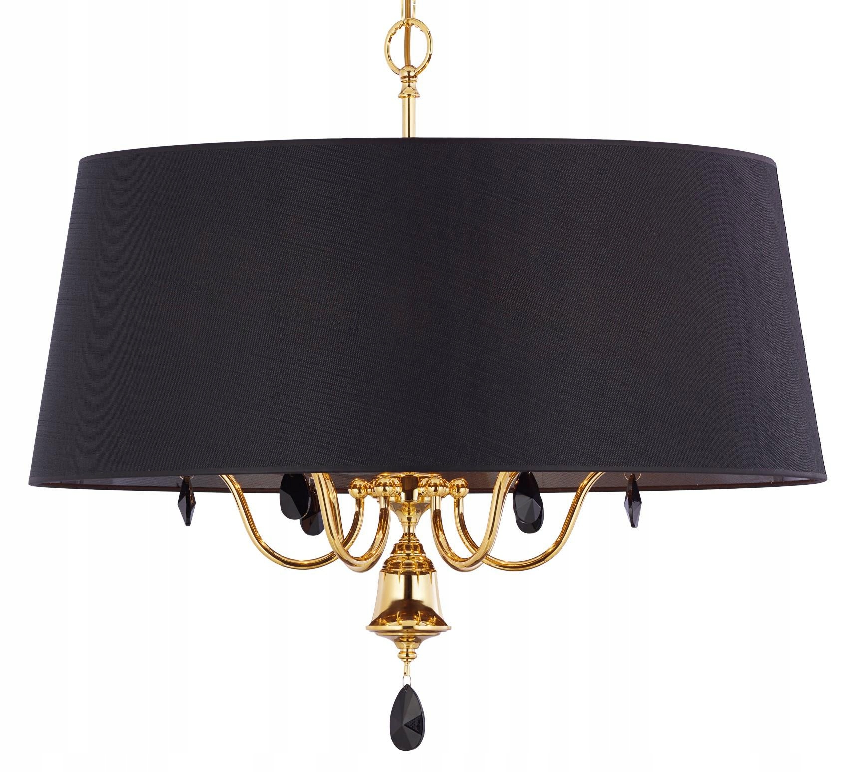 Lustr Egida Zlatý Černý Abažur 6xE27 73 cm Závěsná lampa do obývacího pokoje Dům