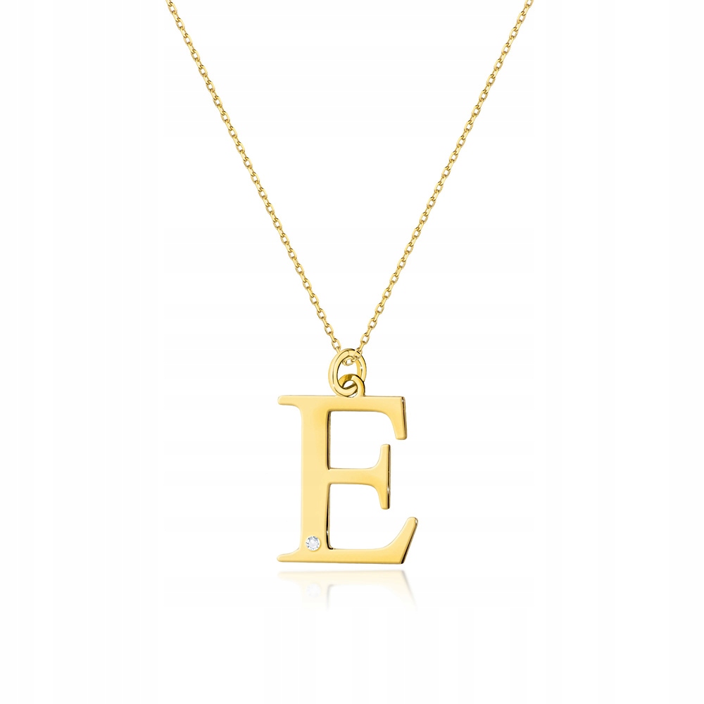 Zlatý náhrdelník s písmenem E a briliantem pro ženy, ryzost 585, diamant