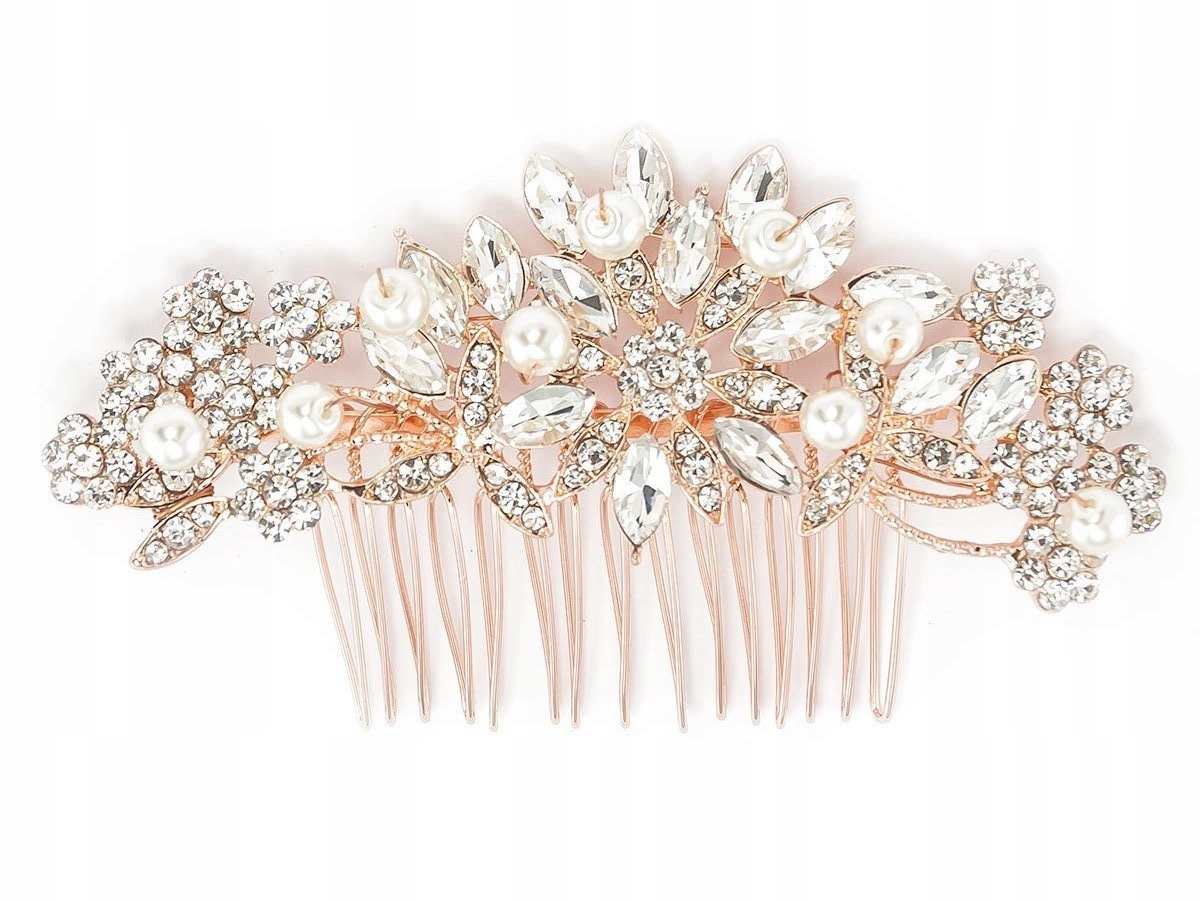 

Ozdoba Do Włosów grzebyk Ślubna kwiaty Miedziana