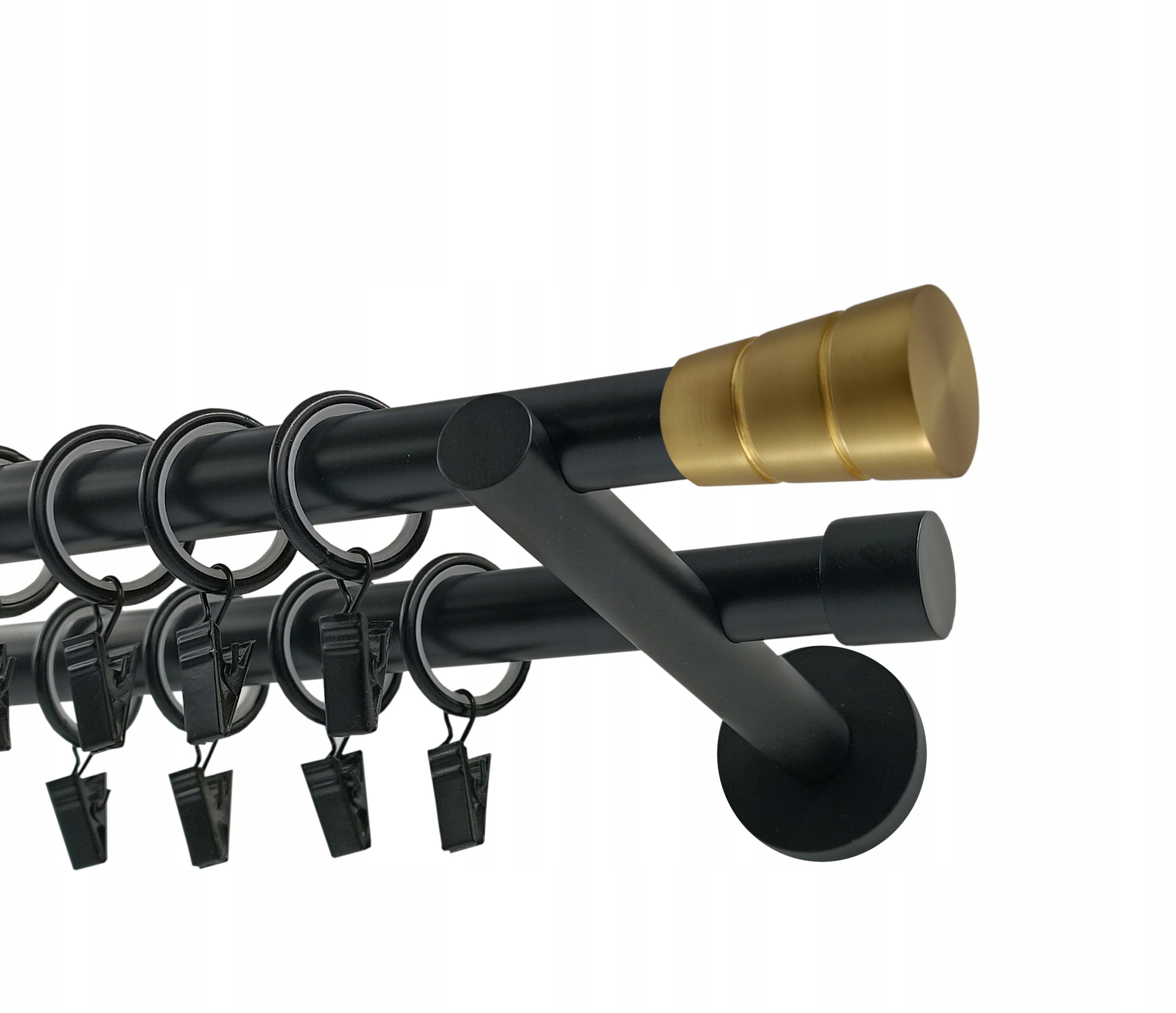 Garnýž dvojitá Kovová 19+19 mm Válec Basic Gold 140 Cm