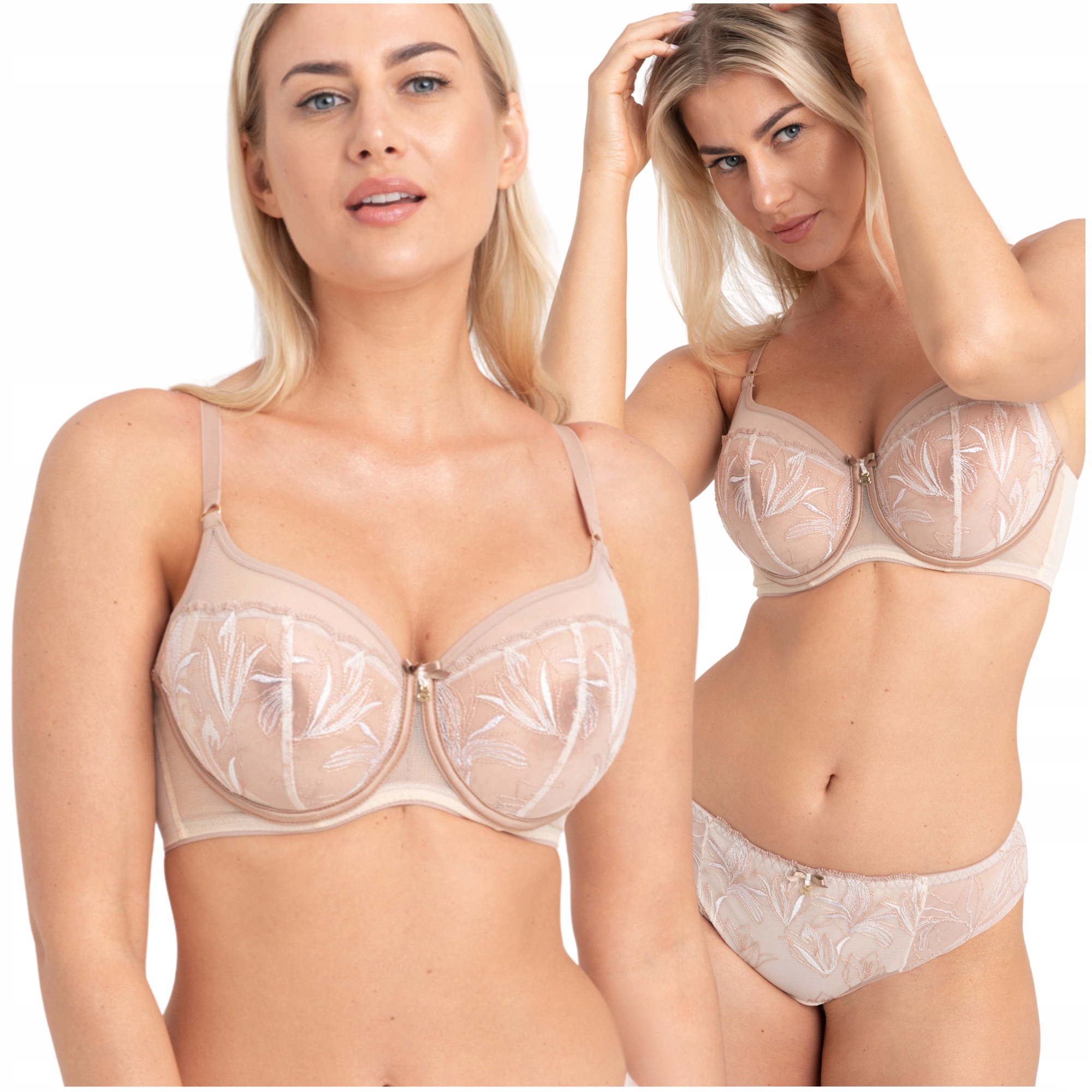 Podprsenka měkká podprsenka s výšivkou béžová cappucino Samanta Savana A143 70E