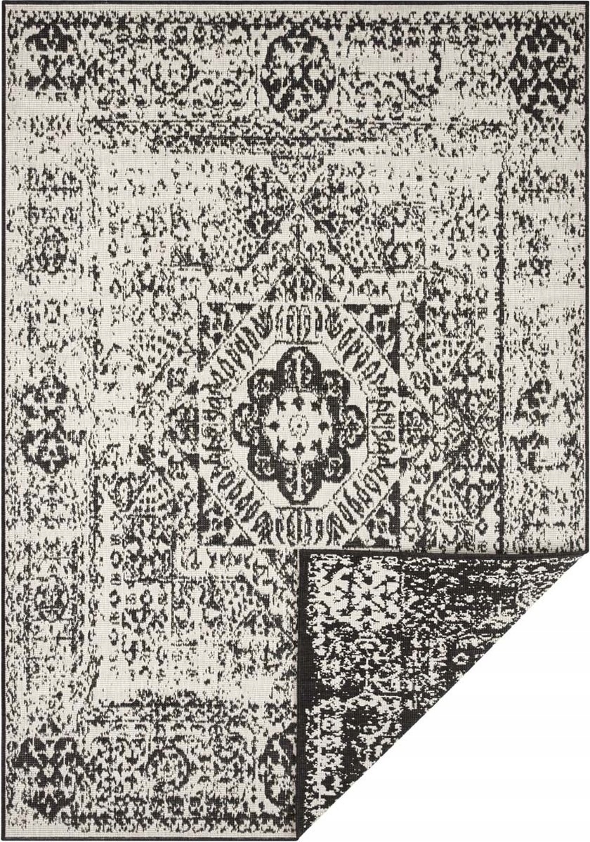 Černý koberec oboustranný, plochý, 120 x 170 cm