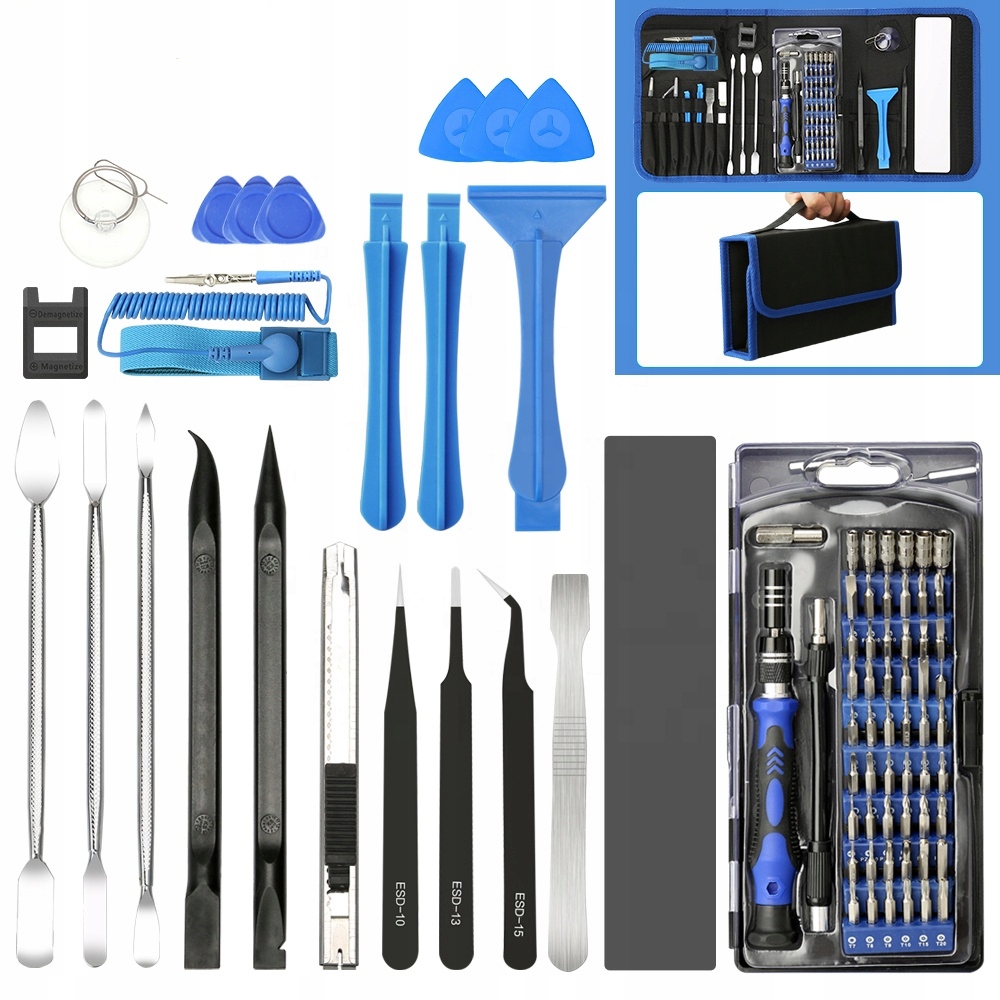 ZESTAW NARZĘDZI DO NAPRAWY TELEFONÓW TABLETÓW ELEKTRONIKI PC LAPTOPÓW 85W1 Liczba elementów zestawy