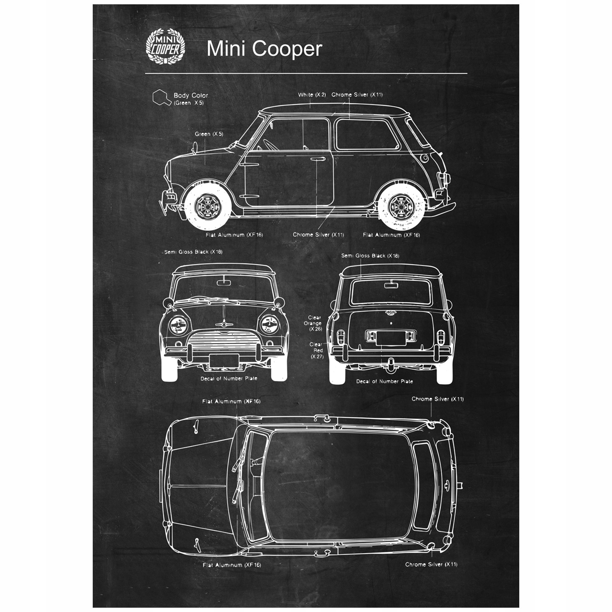 

Plakat Mini Cooper Classic Patent Poster Schemat