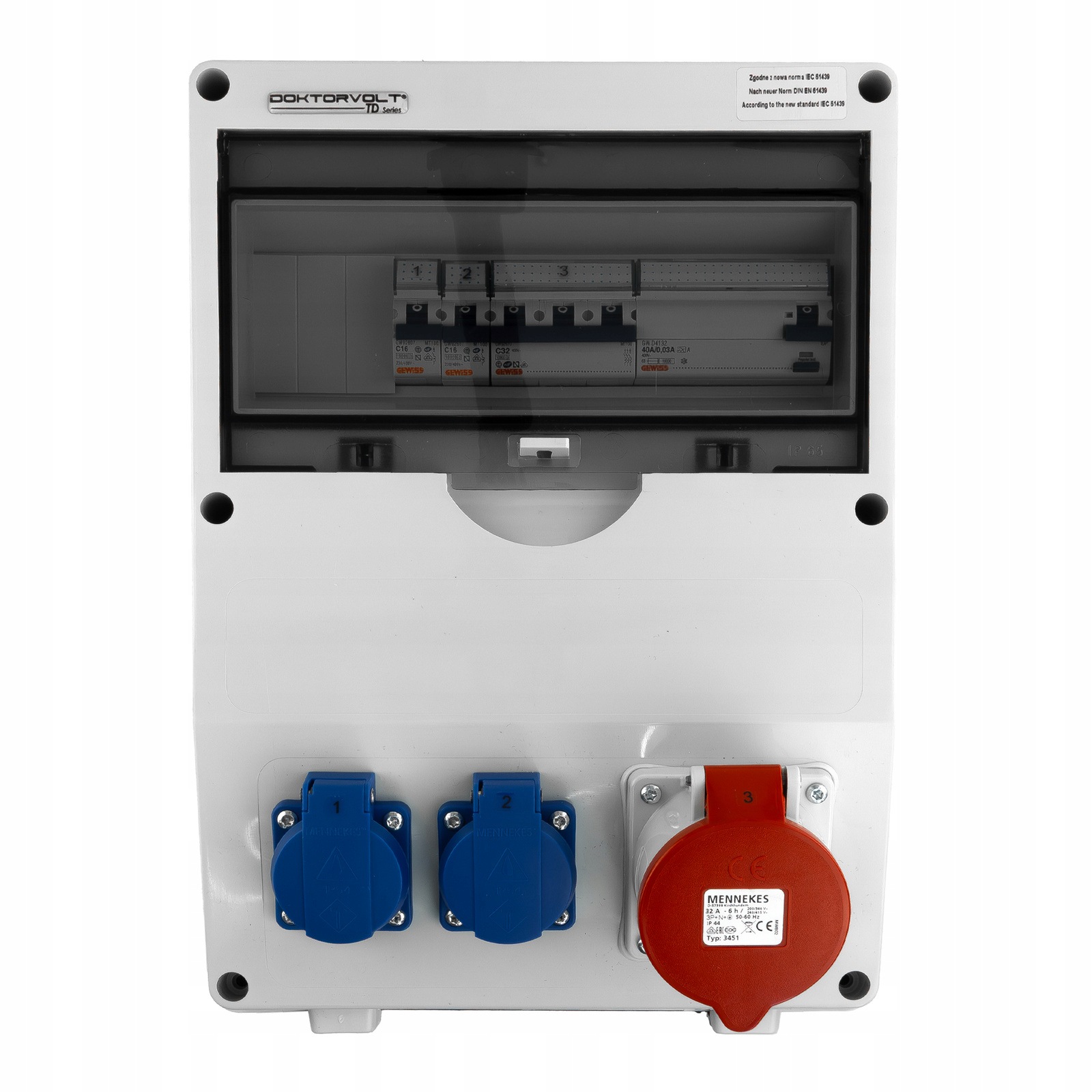 Rozdzielnica Budowlana Td-s/fi 32A Zabezpieczona Erbetka 2X230V Schuko Do