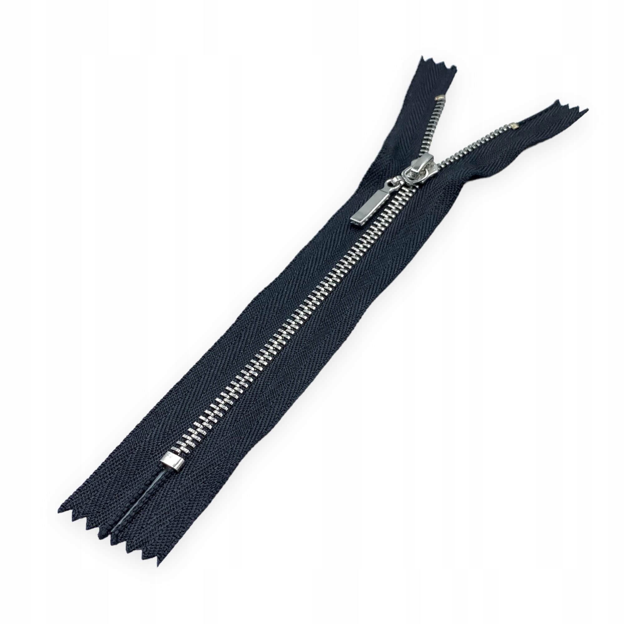 Zamek błyskawiczny cienki srebrny VT0 16cm Czarny