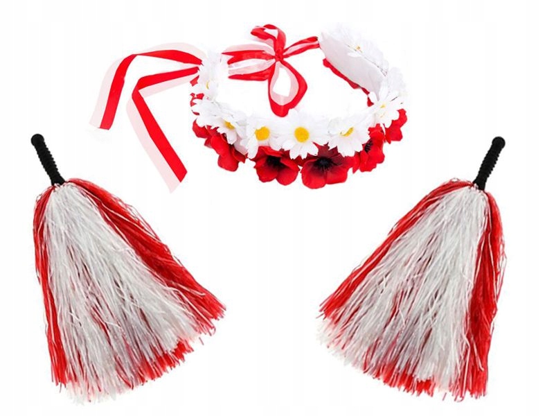 

Kostium Kibica Wianek Pompony Cheerleaderki 3el