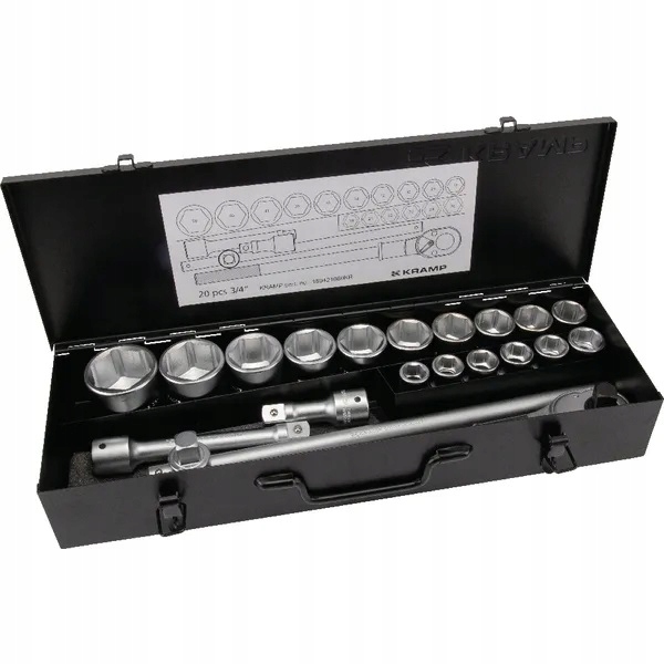 

Zestaw kluczy nasadowych 3/4” 20 elementów Kramp