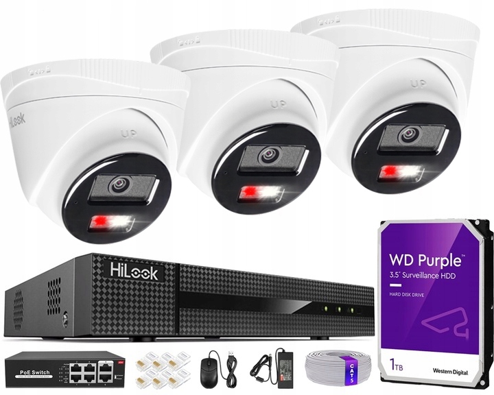 Sada na monitorovanie Ip 3 kamier 4Mpx Ir/led Audio rekordér 4CH Disk