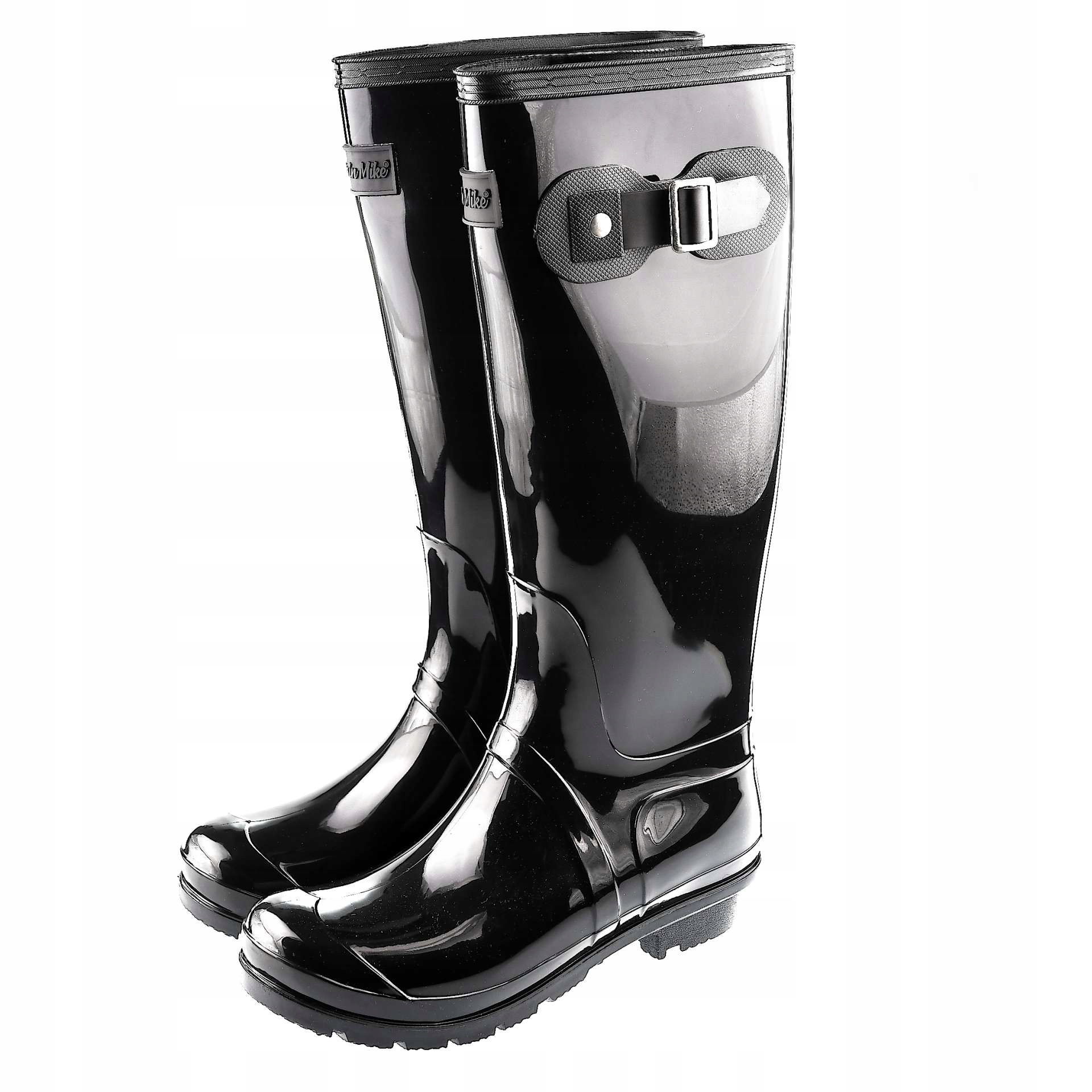 Kalosze Damskie wysokie lakierowane czarne 36